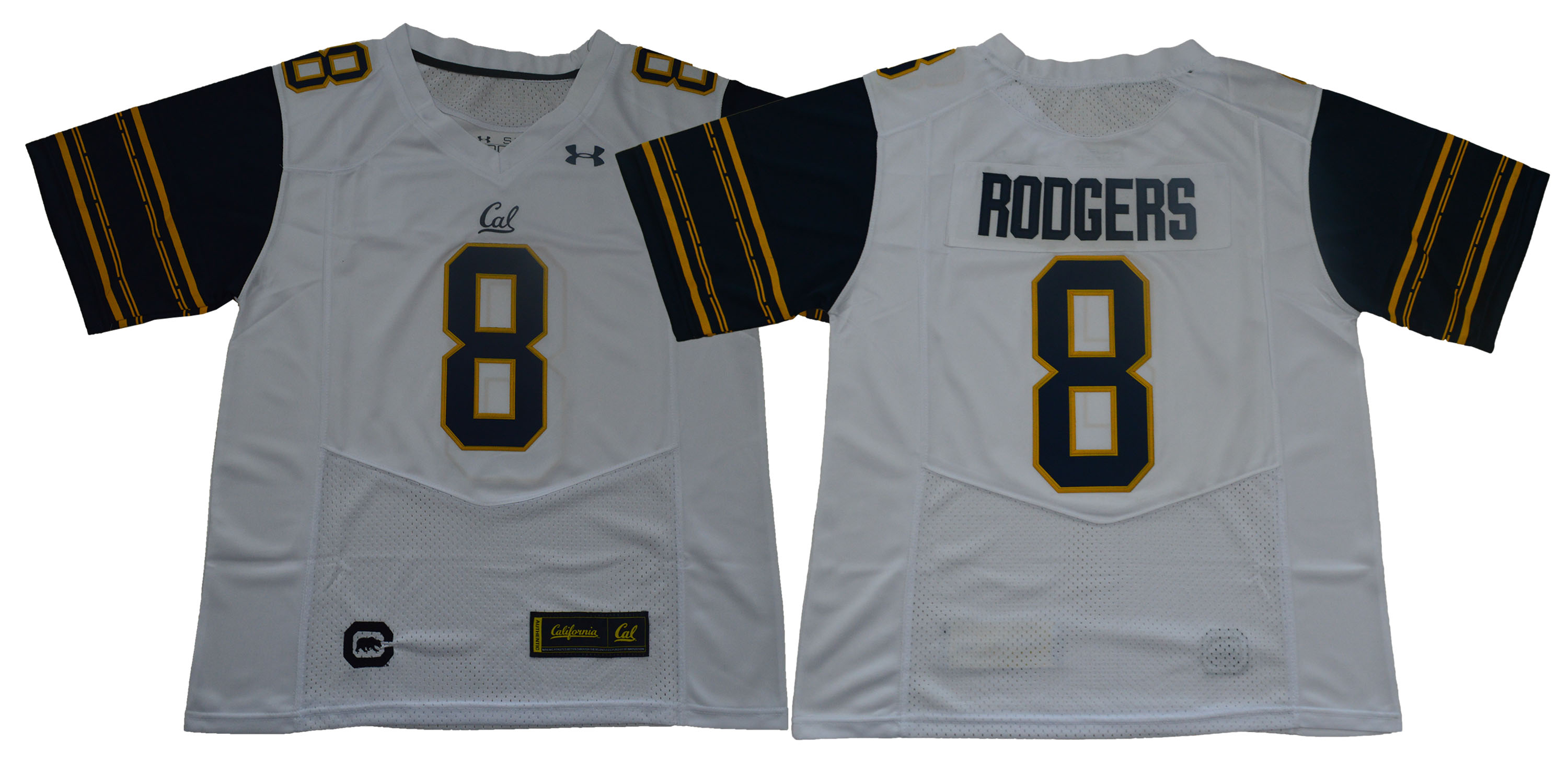 Men California Golden Bears #8 Aaron Rodgers White Stitched NCAA Jersey
